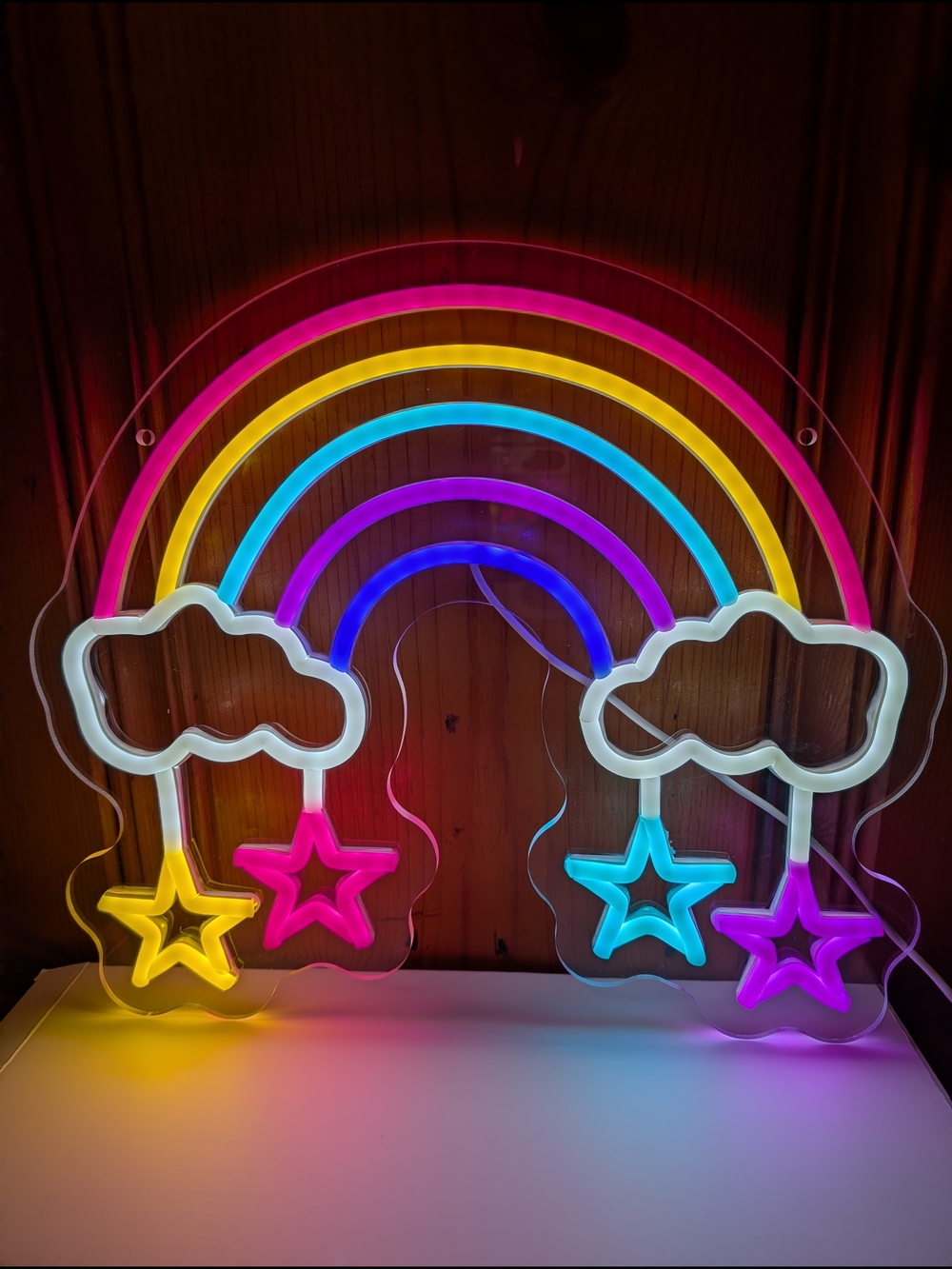 Colorful Neon Rainbow Wall Light with Stars
